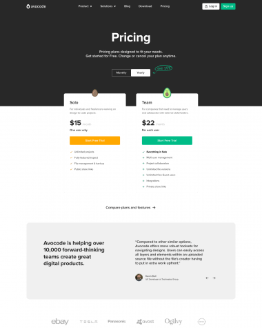 avocode-pricing-page