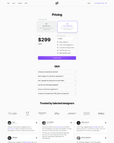 nucleo pricing page