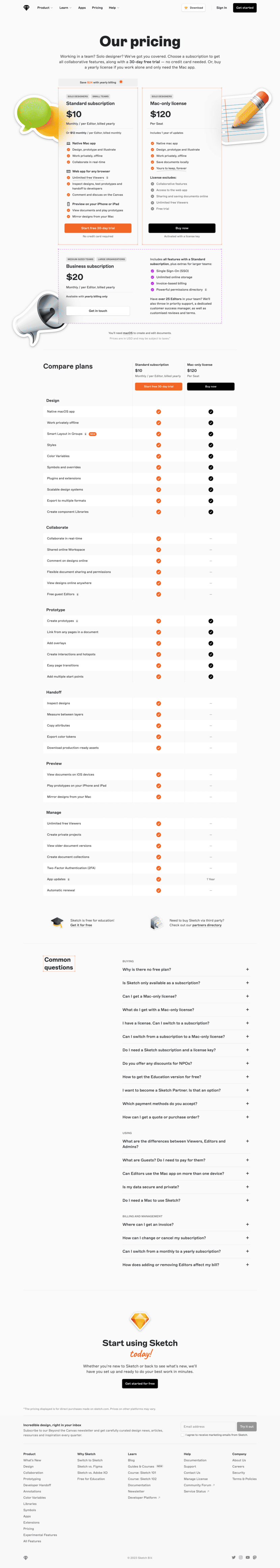 sketch pricing page