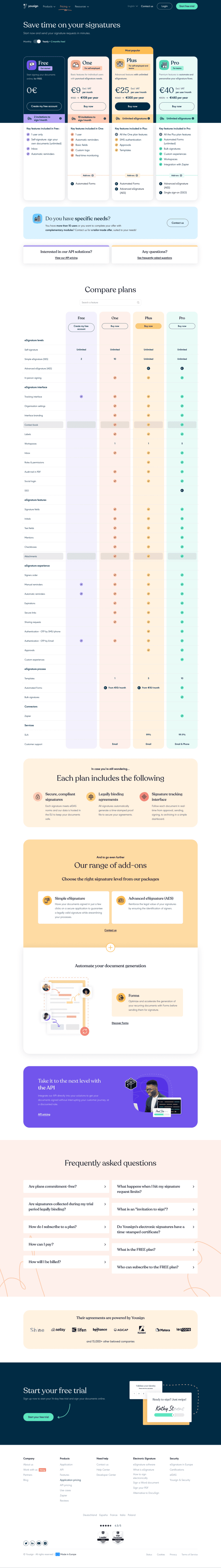 yousign pricing page