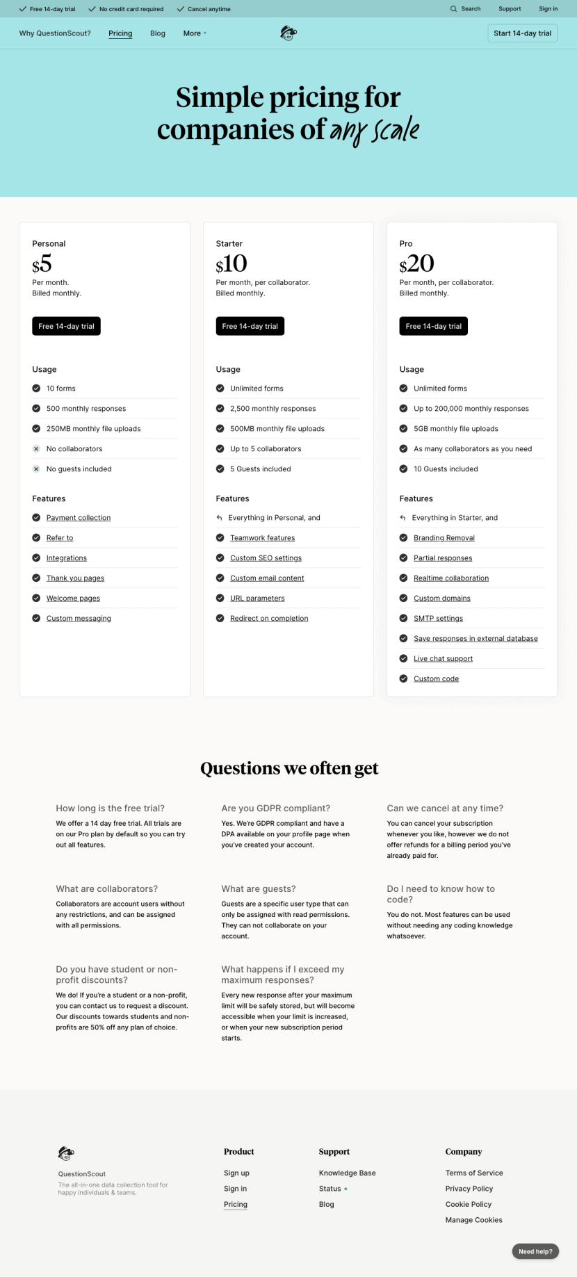 questionscout-pricing-page