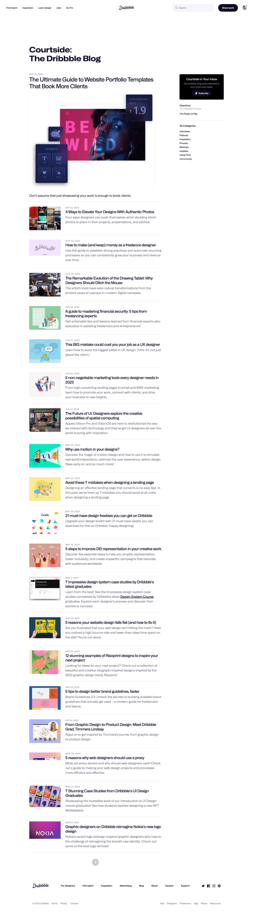 dribbble-blog-page
