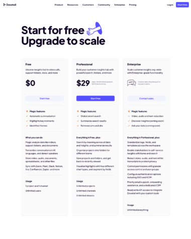 dovetail-pricing-page