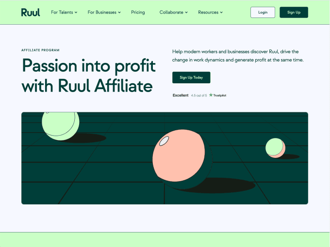 Ruul affiliate landing page