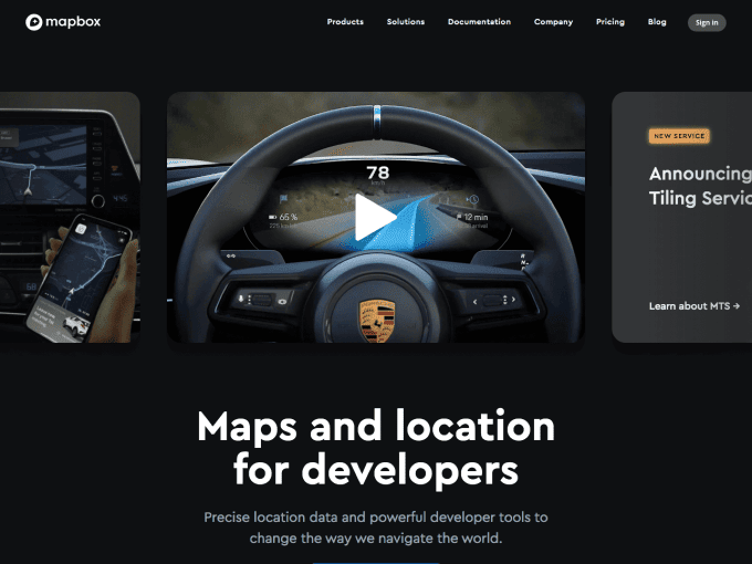 Mapbox video landing page