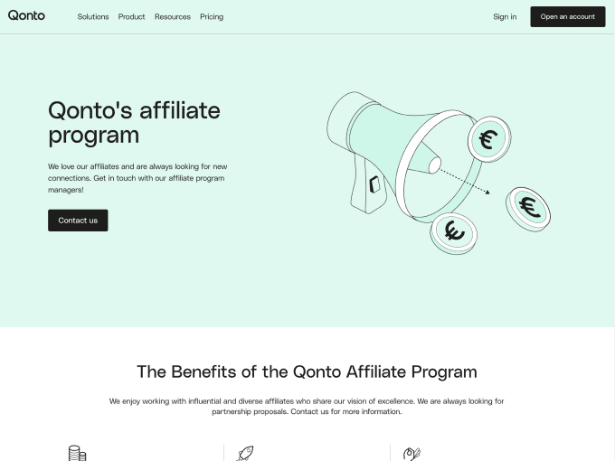 Qonto affiliate landing page