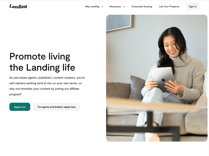 Landing affiliate landing page