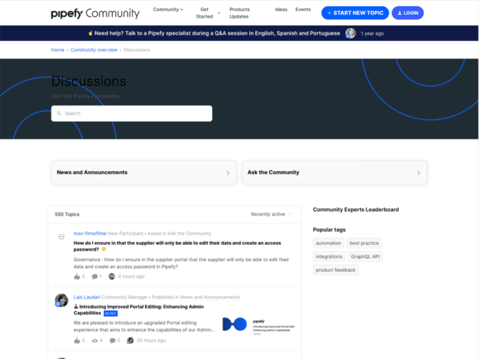 pipefy community forum page