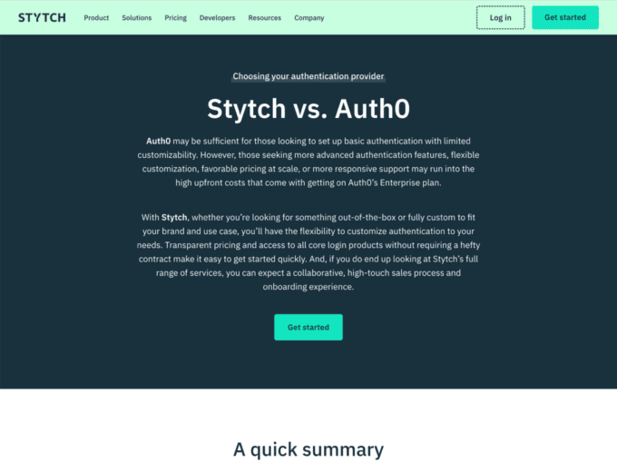 stytch comparison page