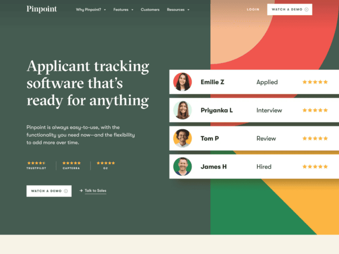 pinpoint product landing page
