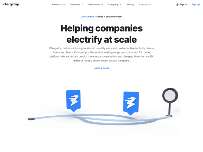chargetrip product landing page