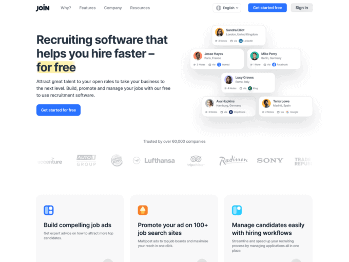 join product landing page