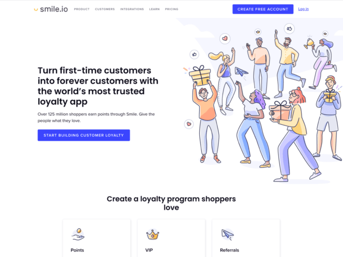 smile.io product landing page