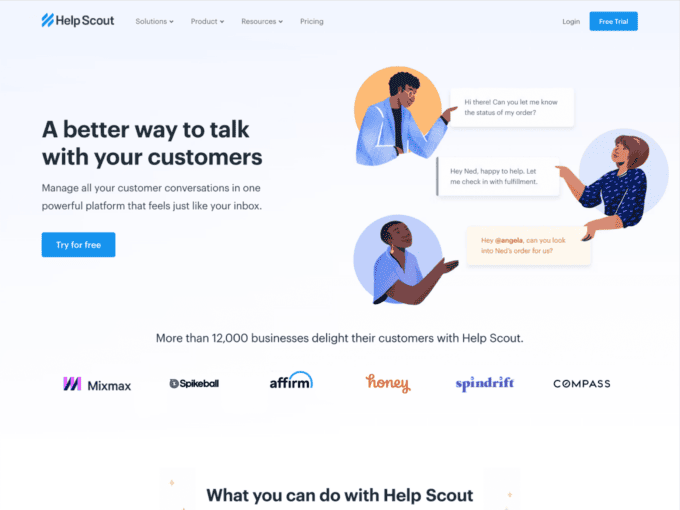 helpscout product landing page