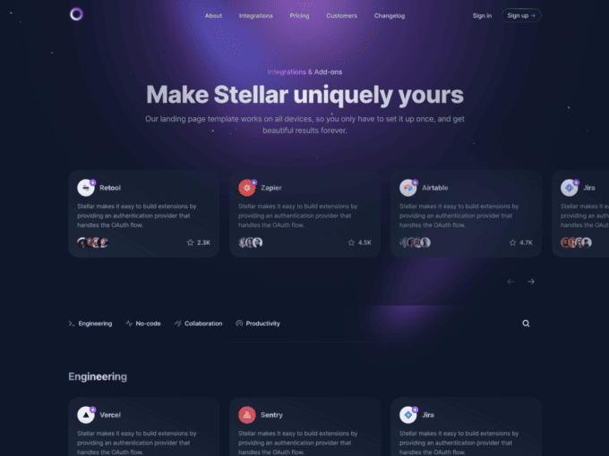 Stellar integration page