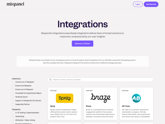 Mixpanel integration page