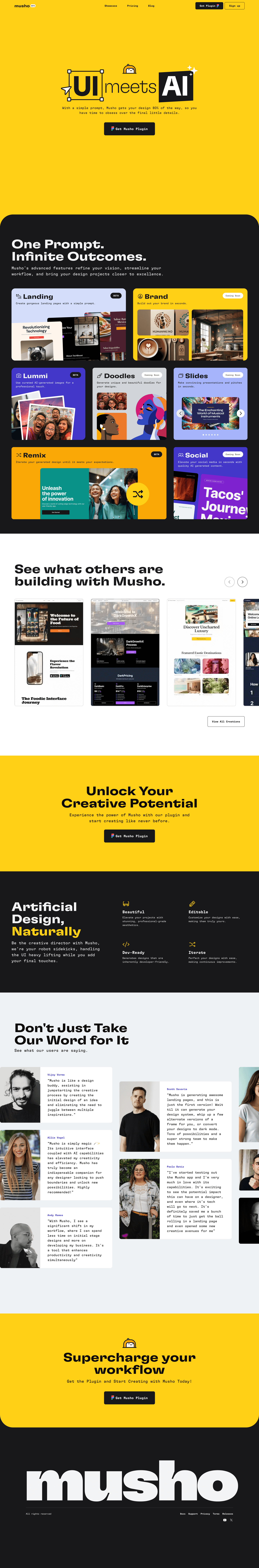 Musho.ai page - SaaS Landing Page