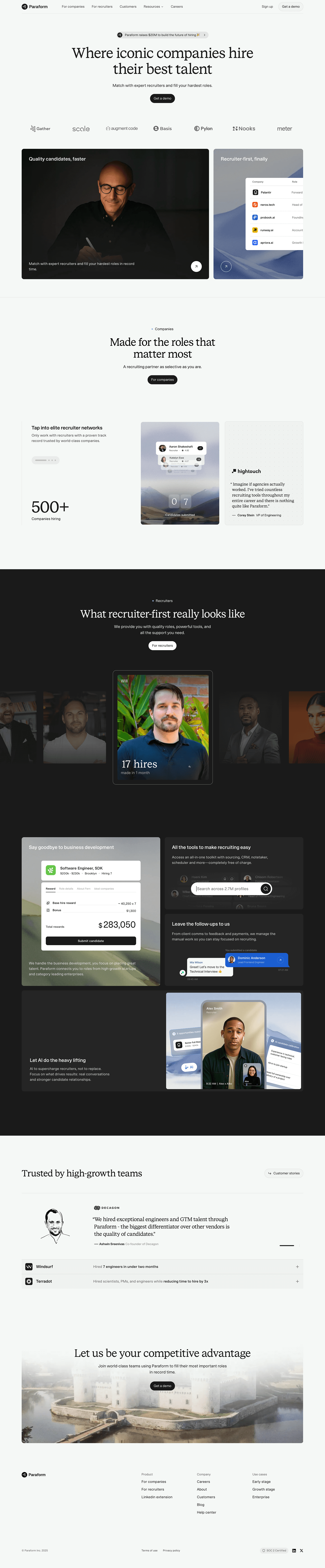 Paraform page - SaaS Landing Page