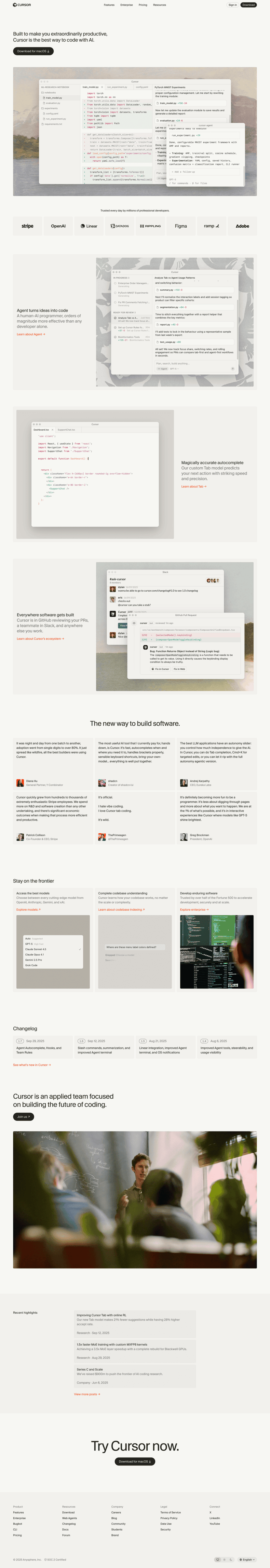 Cursor page - SaaS Landing Page